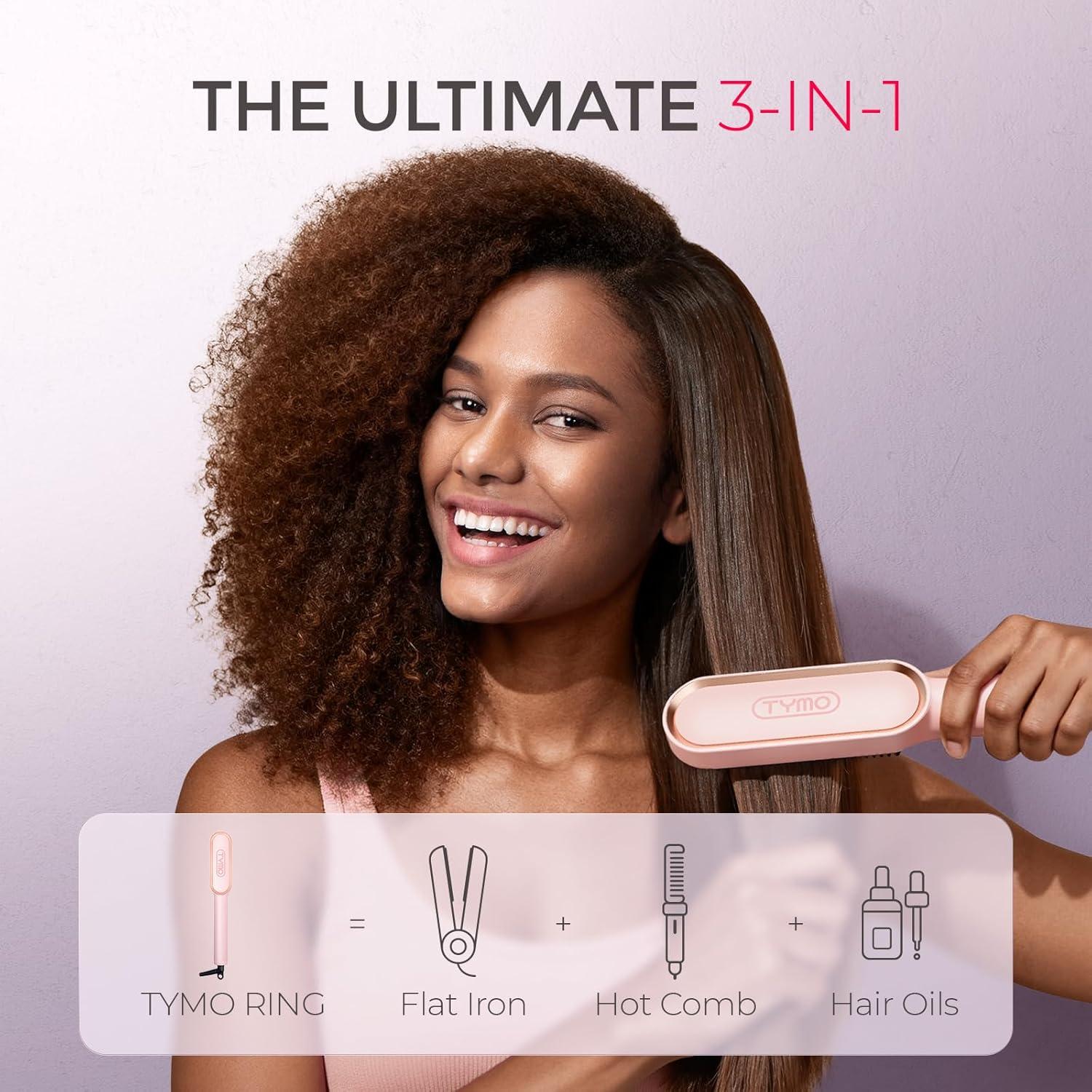 image:imageTYMO Ring Hair Straightener Brush Hair Straightening Iron with Builtin Comb 20s Fast Heating amp 5 Temp Settings amp AntiScald Perfect for Professional Salon at Home Sakura PinkSakura Pink