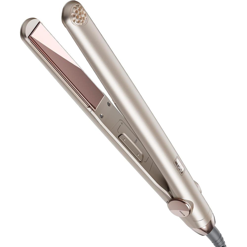 image:imageTYMO Flat Iron Hair Straightener  Titanium Hair Straighteners for Women 1 Inch Professional Travel Flat Iron Portable Straightener and Curlers with 10s Heat Up 32 Temp Dual Voltage amp LED Display