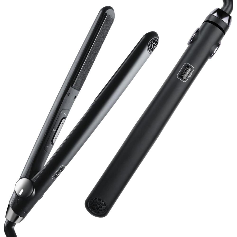 image:imageTYMO Flat Iron Hair Straightener and Curler 2 in 1 with 10s Fast Heating 1 Inch Professional Titanium Straightening Curling Iron with 32 Adjustable Temp and Automatic Shut OffMatte Black