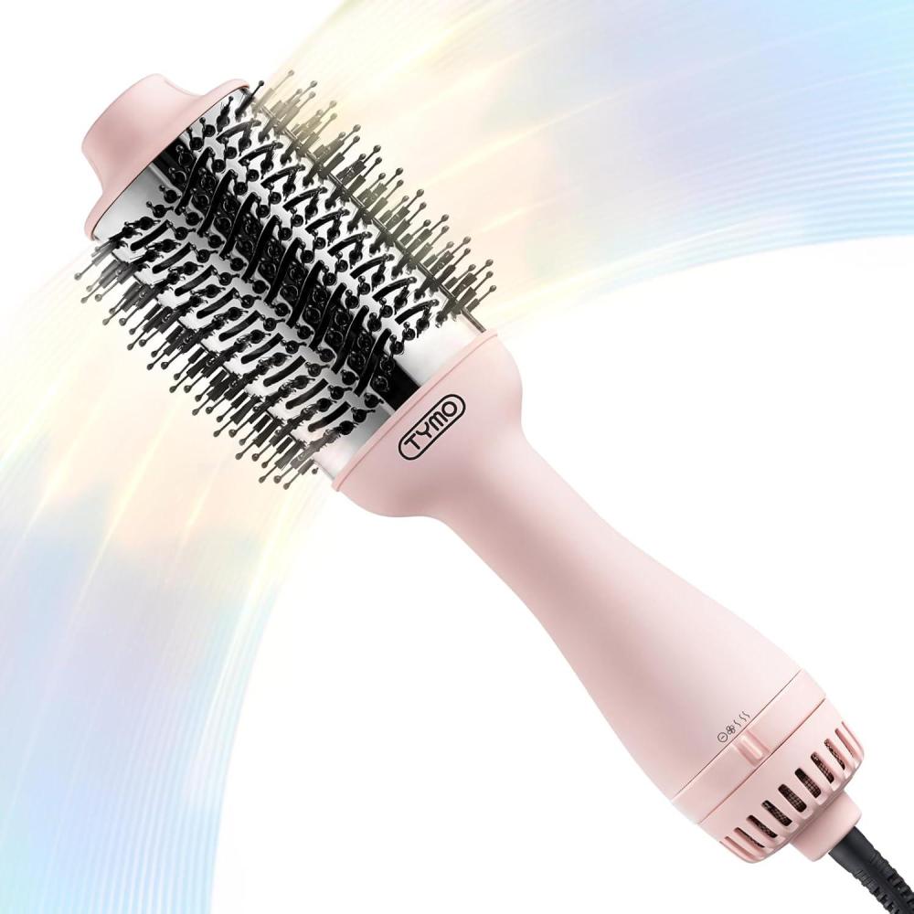 image:imageTYMO Hair Dryer Brush Blow Dryer Brush in One 4 in 1 Ionic Hairdryer and Styler Volumizer with Oval Titanium Barrel Hot Air Straightener for Smooth FrizzFree Blowout GoldPink