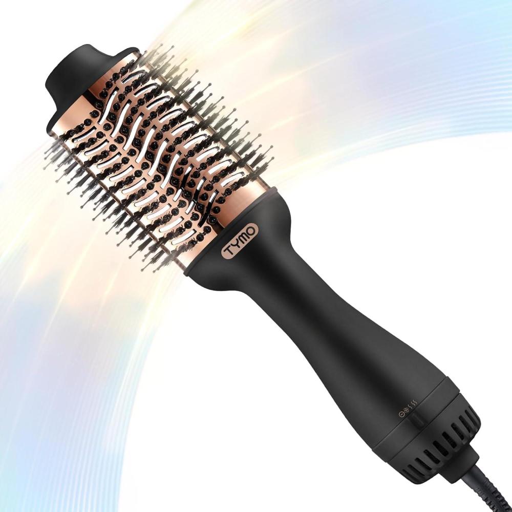 image:imageTYMO Hair Dryer Brush Blow Dryer Brush in One 4 in 1 Ionic Hairdryer and Styler Volumizer with Oval Titanium Barrel Hot Air Straightener for Smooth FrizzFree Blowout GoldGold