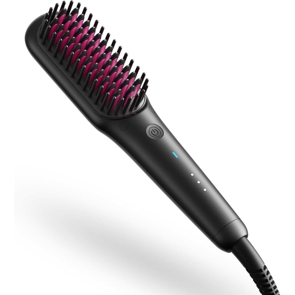 image:imageTYMO Portable Hair Straightener Brush Ionic MINI Straightening Brush for Short Hair Ionic Hot Comb Straightener for Women 039lb Ultra Lightweight for Travel 200M Negative Ions Dual Voltage