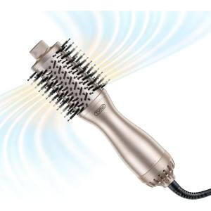 TYMO 2.0 Hair Blow Dryer Brush – Blowout Hot Air Brush, One Step Volumizer, Upgraded 2 Inch Barrel Roller Curling Styler, 3X Faster Drying, 0.6 lb Lightweight, Straightener Curling in One, Gold(Gold)