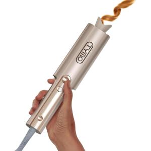 TYMO CurlPro Plus Automatic Rotating Curling Iron – Upgraded Long Barrel Curling Wand for Long Hair, Ceramic Hair Curler for Women, Anti-Scald, Tangle-Free, 600M Ionic, Dual Voltage,Gold Blush, 1 Inch(Gold)