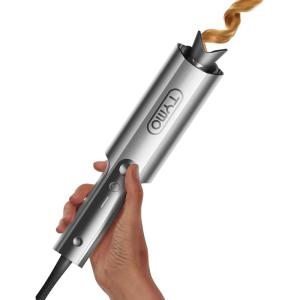TYMO CurlPro Plus Automatic Rotating Curling Iron – Upgraded Long Barrel Curling Wand for Long Hair, Ceramic Hair Curler for Women, Anti-Scald, Tangle-Free, 600M Ionic, Dual Voltage,Gold Blush, 1 Inch(Grey)
