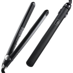 TYMO Flat Iron Hair Straightener and Curler 2 in 1 with 10s Fast Heating, 1 Inch Professional Titanium Straightening Curling Iron with 32 Adjustable Temp and Automatic Shut Off(Matte Black)