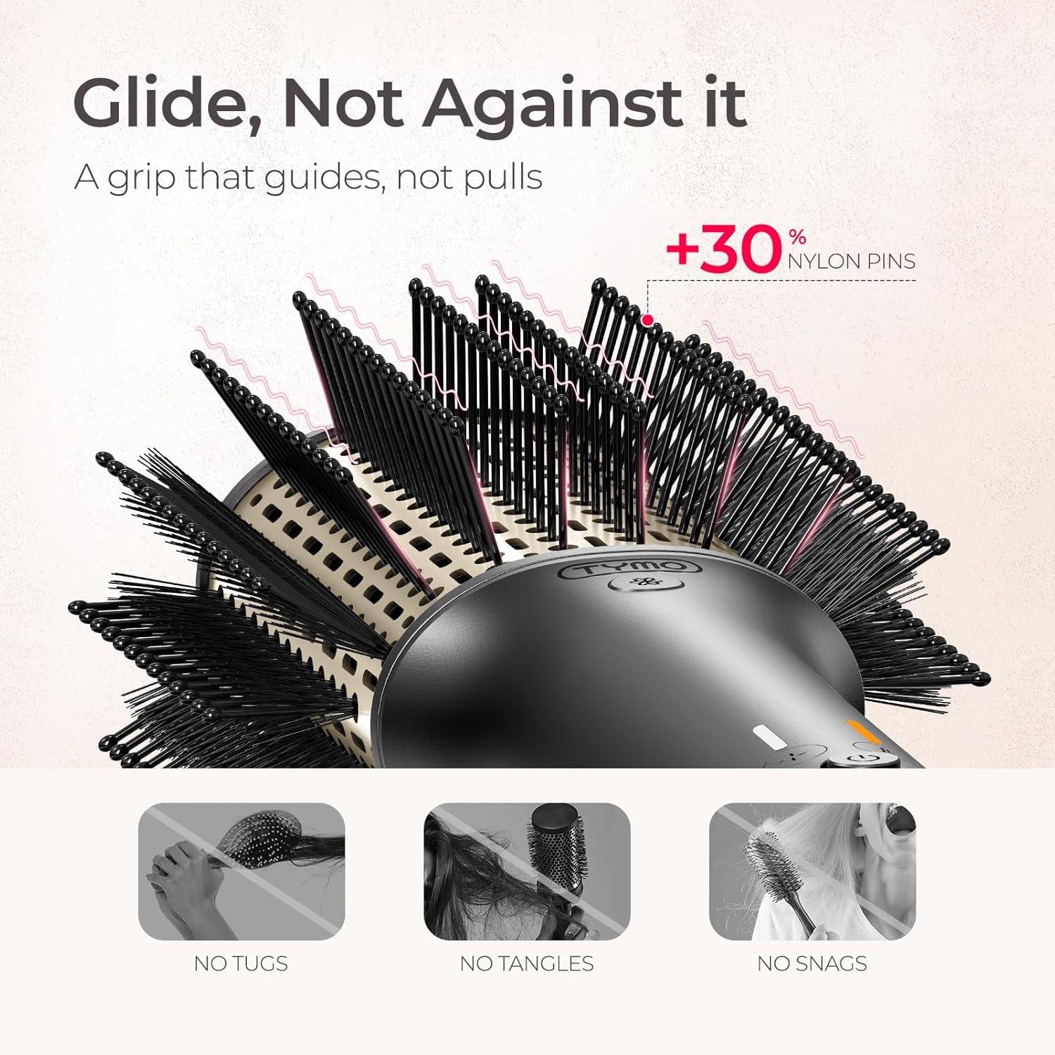image:imageTYMO Hair Dryer Brush Blow Dryer Brush in One Hot Air Brushes with 3 Barrels as Dryer Volumizer Straightener MultiStyler 110000 RPM HighSpeed Motor Air Wrap 200M Negative Ions for FrizzFree