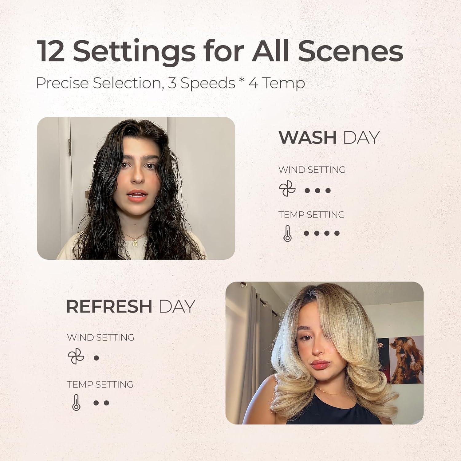 image:imageTYMO Hair Dryer Brush Blow Dryer Brush in One Hot Air Brushes with 3 Barrels as Dryer Volumizer Straightener MultiStyler 110000 RPM HighSpeed Motor Air Wrap 200M Negative Ions for FrizzFree