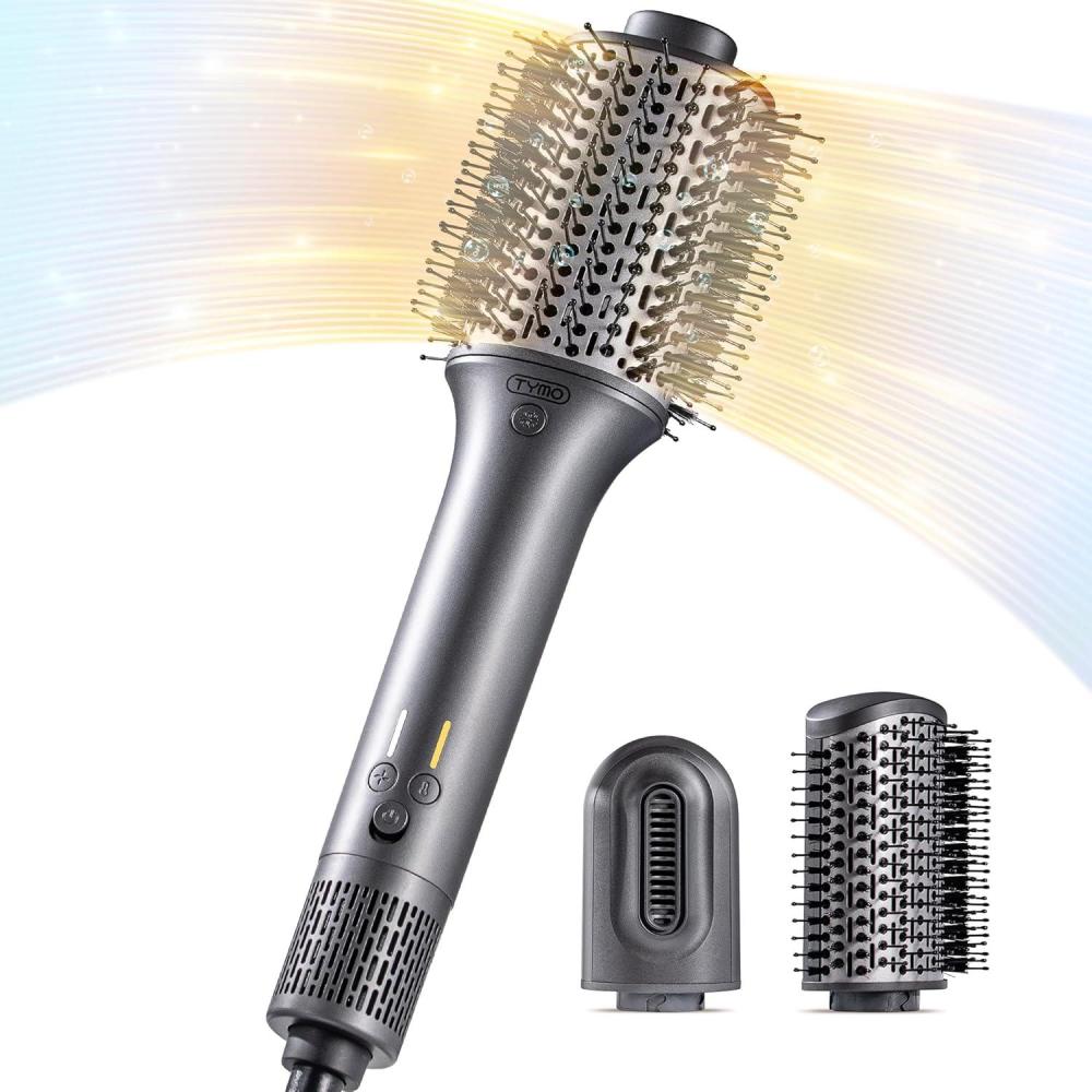 image:imageTYMO Hair Dryer Brush Blow Dryer Brush in One Hot Air Brushes with 3 Barrels as Dryer Volumizer Straightener MultiStyler 110000 RPM HighSpeed Motor Air Wrap 200M Negative Ions for FrizzFree