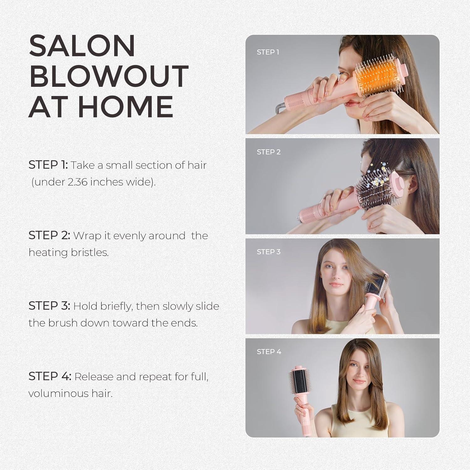 image:imageTYMO 40 Hair Blow Dryer Brush Lightweight 3X Faster Drying 5in1 Ionic Blowout Hair Dryer Brush Adds Shine Volume amp Fullness for Smooth AntiFrizz Straight Curl amp Blowout Styles GoldMetal Grey