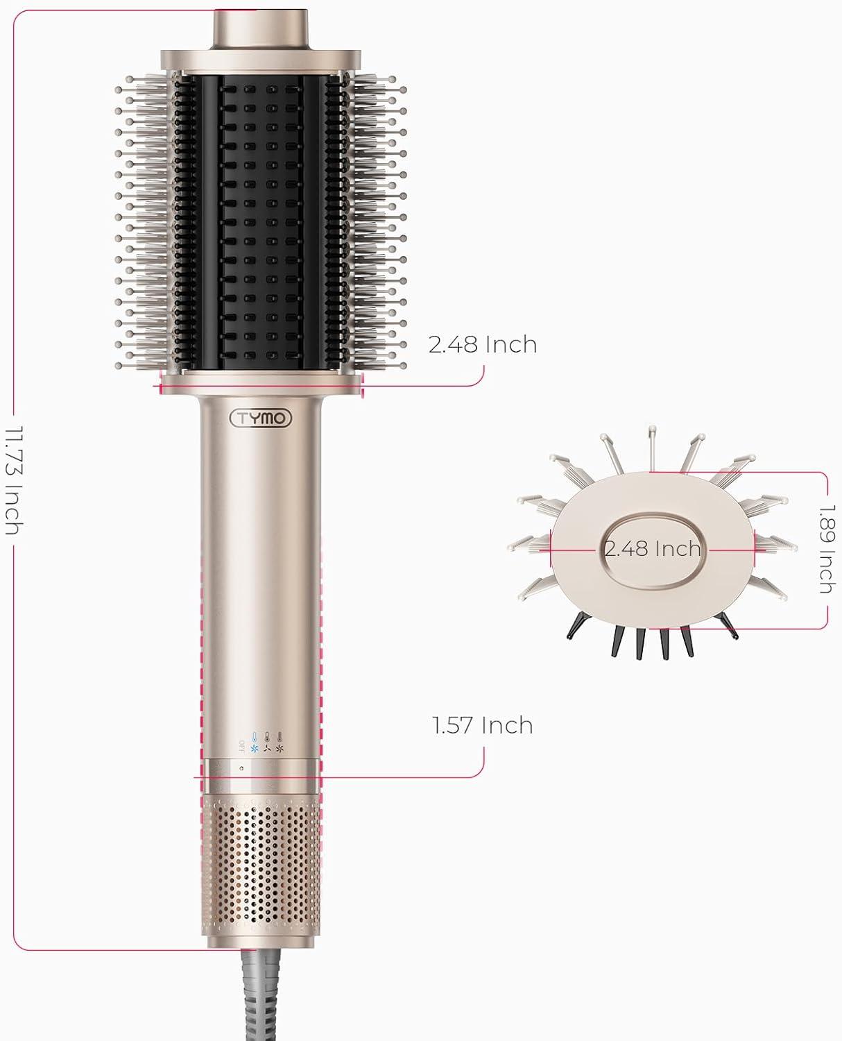image:imageTYMO 40 Hair Blow Dryer Brush Lightweight 3X Faster Drying 5in1 Ionic Blowout Hair Dryer Brush Adds Shine Volume amp Fullness for Smooth AntiFrizz Straight Curl amp Blowout Styles GoldGold