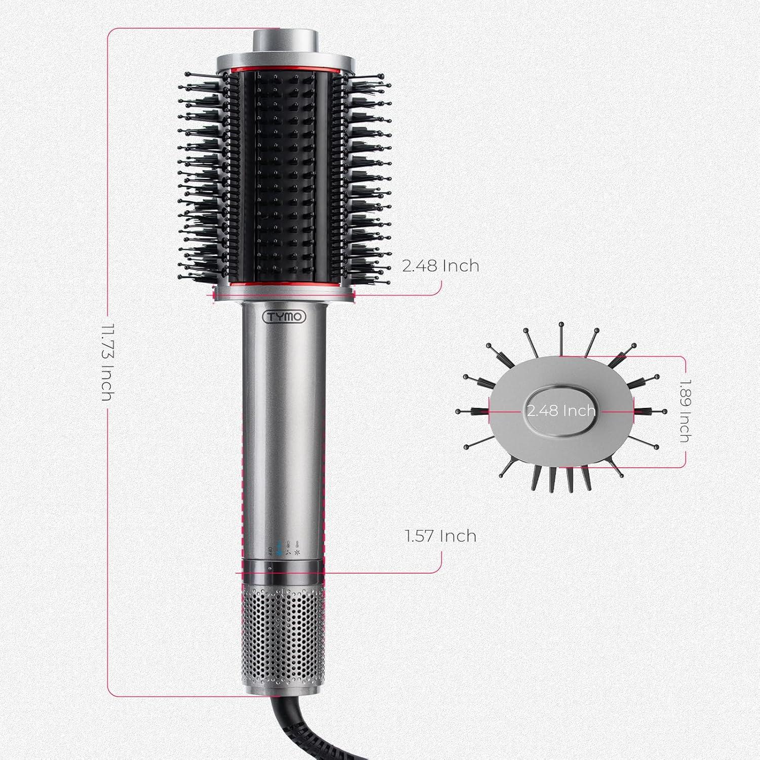 image:imageTYMO 40 Hair Blow Dryer Brush Lightweight 3X Faster Drying 5in1 Ionic Blowout Hair Dryer Brush Adds Shine Volume amp Fullness for Smooth AntiFrizz Straight Curl amp Blowout Styles GoldMetal Grey