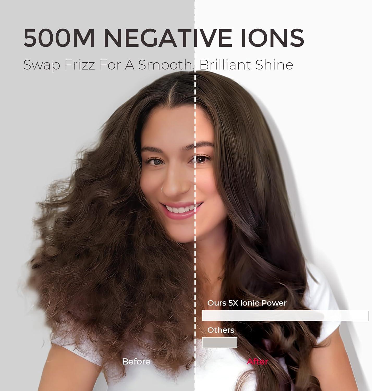 image:imageTYMO 40 Hair Blow Dryer Brush Lightweight 3X Faster Drying 5in1 Ionic Blowout Hair Dryer Brush Adds Shine Volume amp Fullness for Smooth AntiFrizz Straight Curl amp Blowout Styles GoldGold
