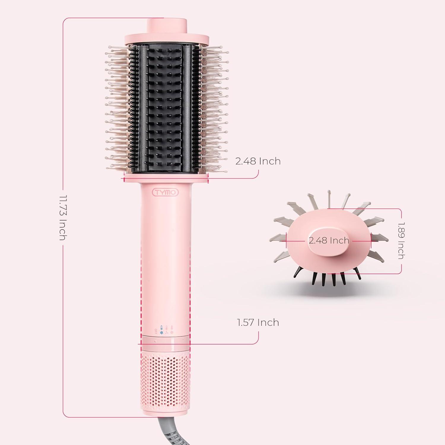 image:imageTYMO 40 Hair Blow Dryer Brush Lightweight 3X Faster Drying 5in1 Ionic Blowout Hair Dryer Brush Adds Shine Volume amp Fullness for Smooth AntiFrizz Straight Curl amp Blowout Styles GoldPink