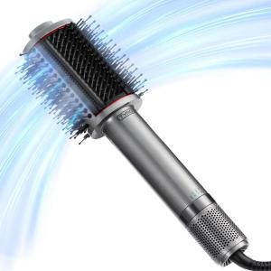 TYMO 4.0 Hair Blow Dryer Brush – Lightweight 3X Faster Drying 5-in-1 Ionic Blowout Hair Dryer Brush Adds Shine, Volume & Fullness for Smooth, Anti-Frizz Straight, Curl & Blowout Styles, Gold(Metal Grey)